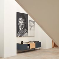 mueble de tv 2 puertas 2 cajones gris antracita y roble