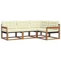 conjunto de sofas de exterior con cojin 4 piezas  mueble de jardin natural y crema