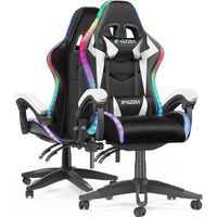 silla gamer ergonomica con efectos de iluminacion led y respaldo ajustable en alturablanco rattantree