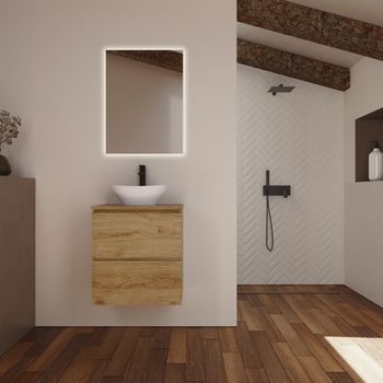 Conjunto De Baño Kaji | 60 Cm Teka | Dos Cajones | Lavabo Sobre Encimera | Mueble Montado | No Incluye Espejo | Alday