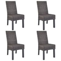 sillas de comedor 4 unidades ratan kubu y madera mango marron vidaxl