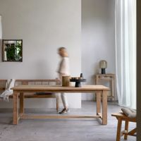 mesa de teca maciza reciclada para 6-8 personas