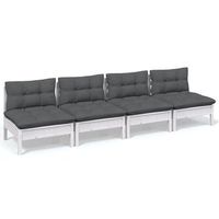 sofa de jardin 4 plazas  sofa de exterior con cojines madera pino gris antracita