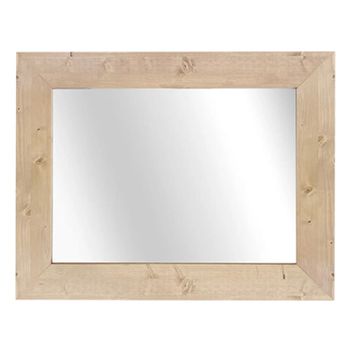 Espejo de pared rectangular de madera maciza en tonos claros 58x48cm