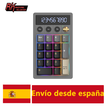 Teclado Numérico Inalámbrico RK ROYAL KLUDGE M20, 17 Teclas, Teclas PBT, RGB, Perilla de Ajuste, Bluetooth/2.4G/USB, Teclado de Calculadora, Intercambiable en Caliente