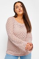 yours jersey rosa empolvado de punto fino con calados mujer curvy y tallas grandes yours