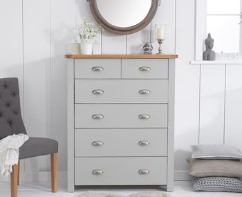 Somerset Oak and Grey 2 Over 4 Drawer Chest