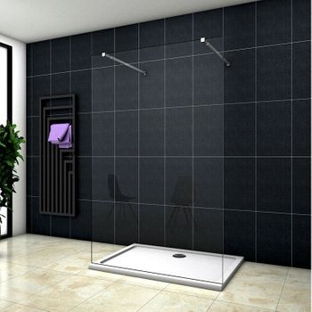 Aica Walkin Mampara Panel De Ducha 1 Hoja Vidrio Antical 8mm 77x200cm Con Dos Barras Ajustables 73-120cm
