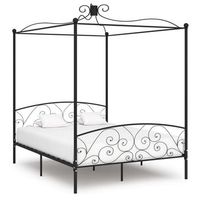 estructura de cama con dosel metal negro 160x200 cm vidaxl