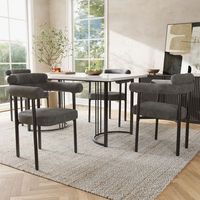 conjunto de mesa y 4 sillas - mueble de comedor - mdf y metal - gris oscuro 140x80x75cm