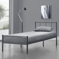 cama de metal con somier - 90 x 200 cm - cama simple - cama individual - gris oscuro mate encasa