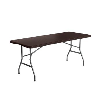 Mesa Rectangular Plegable de Resina Ratan 180x74x74 cm 7House