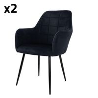 2x sillas de comedor color negro en tapizado terciopelo estilo nordico