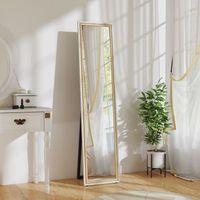 espejo de cuerpo entero de mdf vidrio homcom 157x37cm blanco natural