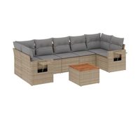 vidaxl juego de sofas de jardin con cojines beige 8 pzas ratan pe