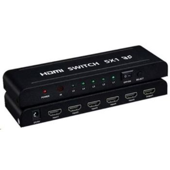 Conmutador HDMI PremiumCord 5 entradas 1 salida con control remoto