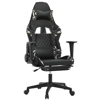 Silla Gaming Masaje | Silla De Oficina | Silla Gamer Ergonomica Reposapiés Cuero Sintético Negro Camuflaje