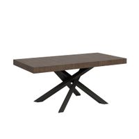 mesa extensible 90x180284 cm efecto madera nogal hierro