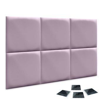 Dhome Juego De 6 Paneles Tapizados De Lino Pack Autoadhesivos Para Pared Acústicos Absorbentes Protección Impactos Cabeceros Decoración (lila, 50x50cm