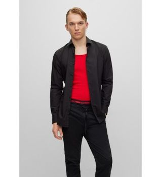 HUGO para hombre. 50289499 Camisa Kenno negro (39), Casual, Fiesta, Algodón, Manga larga