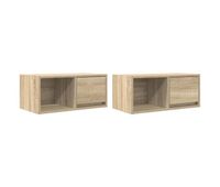 muebles de tv 2 uds madera ingenieria roble sonoma 60x31x255cm