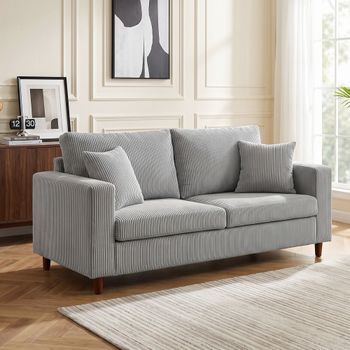Sofá De 2 Plazas De Pana Homcom 170x80x82 Cm Gris Claro