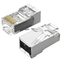 conector rj45 vention idcr0-100 cat6 ftp 100 uds chapado en oro transparenteplata