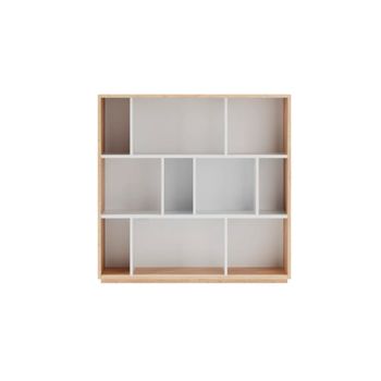 Estantería librería en melamina roble y blanco 117x119x32 cm