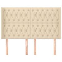 cabecero cama mueble de dormitorio con orejas de tela 147 x 16 x 118128 cm crema m020003111