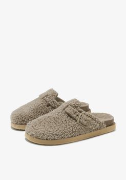 Zuecos Vibe Clog Fleece Taupe - Marrón