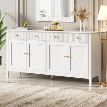 Aparador - Mueble Para Comedor - Mdf - Blanco (160x40x82cm)