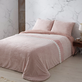 Manterol - Edredón sherpa DOKO modelo 067 con reverso de borreguito, 100% poliéster y relleno 180 g/m², suave y cálido para invierno, incluye 2 fundas de cojín 50x70 cm