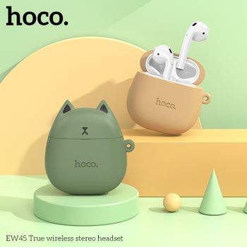 HOCO EW45 Mini auricular Bluetooth portátil de alta calidad auriculares escuchar música auriculares con caja de carga funda protectora