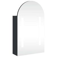 mueble de bano  armario de bano con espejo arqueado y luz led negro 42x13x70 cm
