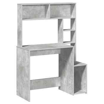Escritorio | Mesa De Trabajo De Estantes Contrachapada Gris Hormigón 100x45x140cm