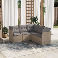 conjunto de sofas jardin con cojines 5 uds  mueble jardin mesa y sillas ratan sintetico beige cfw112078