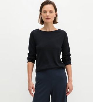 Marc O'Polo para mujer. 5000008635 Jersey de punto slim marino (L), Casual, Lana, Manga larga