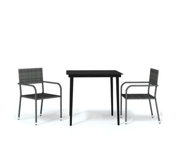 Juego de comedor para jardin 3 piezas gris longitud mesa 80 cm