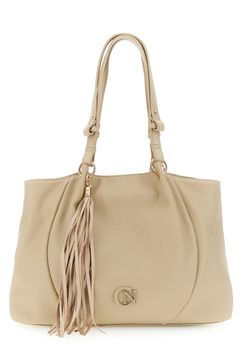 shopper suave con pliegues efecto piel de grano grueso beige taglia unica