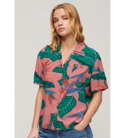 superdry para mujer w4010419a camisa beach resort rosa xs casual beachwear viscosa manga corta