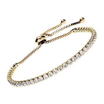 Pulsera acero inoxidable oro IP circonita