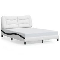 cama matrimonial  cama para adultos  estructura de cama luces led cuero pe blanco y negro 140x190 cm cfw902679
