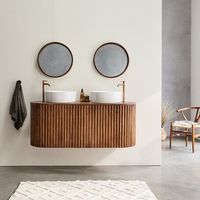 mueble de bano flotante de madera de mindi maciza de 140 cm