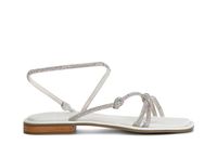 sandalias asimetricas con cordones de pedreria white