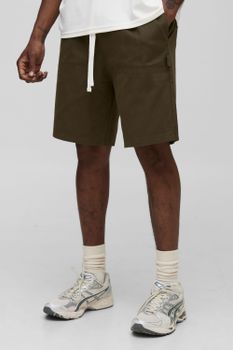 Tall Elasticated Waist Relaxed Fit Carpenter Shorts, Verde