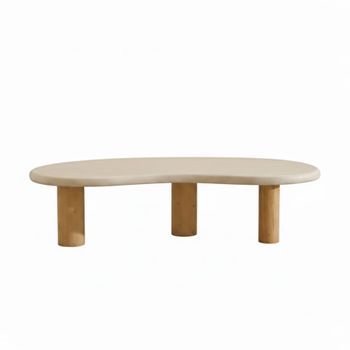 Mesa de centro de microcemento y madera maciza 135x60cm