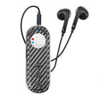 akz q26 2-en-1 auricular lavalier inalambrico adaptador receptor bluetooth 54 sonido estereo pantalla digital led clip