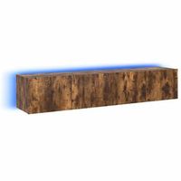 muebles tv de pared luces led 2 uds roble ahumado 80x35x31 cm vidaxl