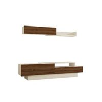 mueble tv con estante elda nogal blanco