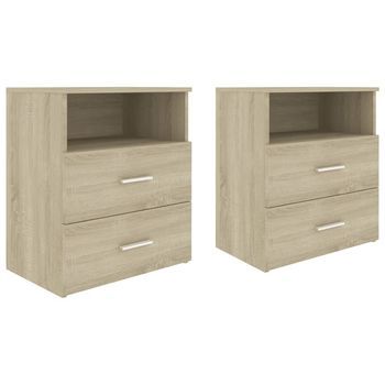 Mesitas De Noche 2 Unidades Roble Sonoma 50x32x60 Cm Vidaxl